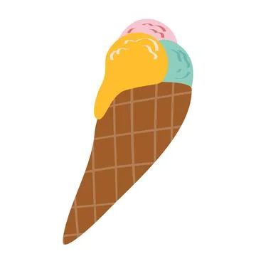 Ice cream vector drawing illustration. Hand drawn silhouette icon. Minimal ou Stock Illustration