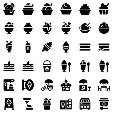 Ice cream vector icon set, solid style 스톡 일러스트