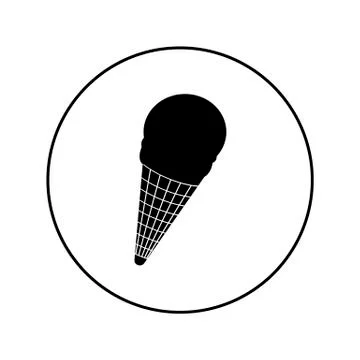 Ice cream. Vector illustration in the form of a round black and white icon fo Stock Illustration
