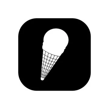Ice cream. Vector illustration in the form of a square black and white icon f Stock Illustration