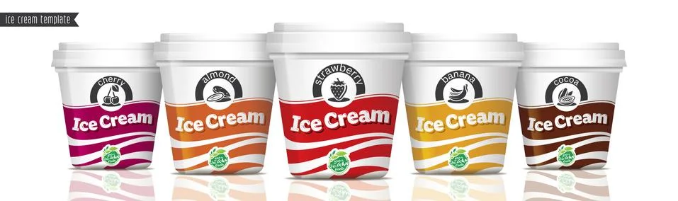 Ice cream vector packaging design. Fruit and nuts ice cream set. Stock Illustration