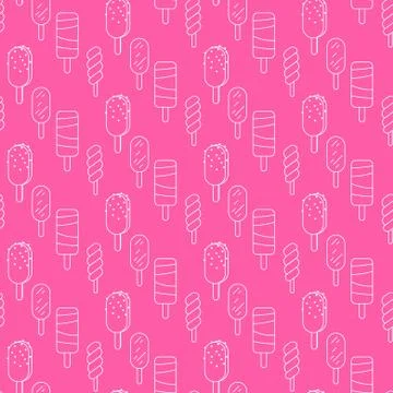 Ice cream vector seamless pattern. Summer collection Stock Illustration