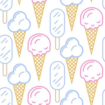 Ice cream vector seamless pattern. Summer collection 스톡 일러스트