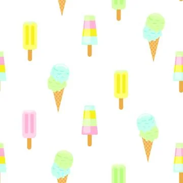 Ice cream vector seamless pattern. Summer collection Stock Illustration