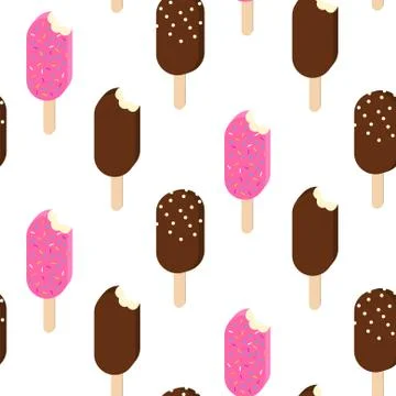 Ice cream vector seamless pattern. Summer collection Stock Illustration