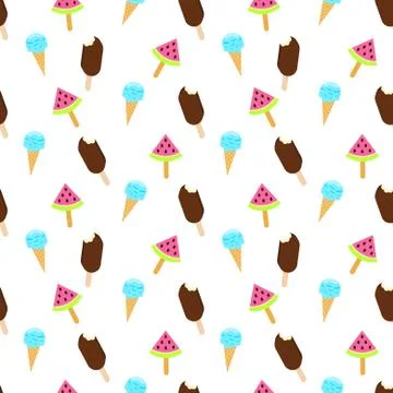 Ice cream vector seamless pattern. Summer collection 스톡 일러스트