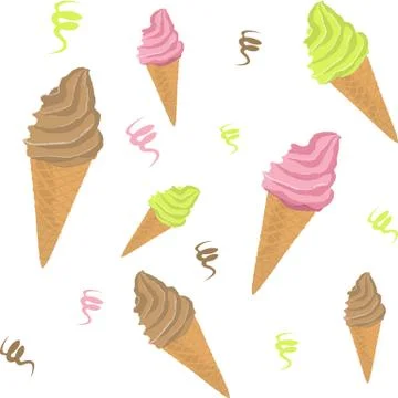 Ice cream vector seamless pattern Stock Illustration