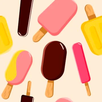Ice cream vector seamless pattern Stock Illustration