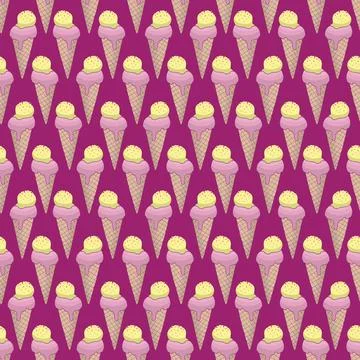 Ice cream vector seamless pattern design on purple background 库存插图