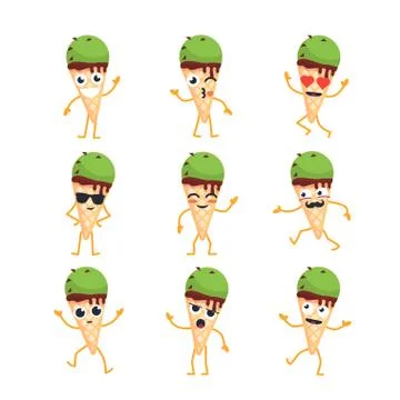 Ice Cream - vector set of mascot illustrations. Stock Illustration