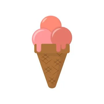 Ice cream waffle cone in flat with shadow Stock Illustration