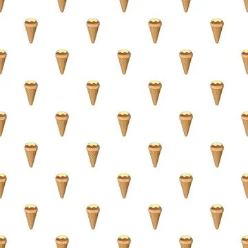 Ice cream in a waffle cone pattern, cartoon style Illustrazione stock