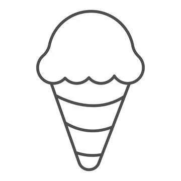 Ice cream in waffle cone thin line icon, icecream concept, waffle cone vector Stock Illustration