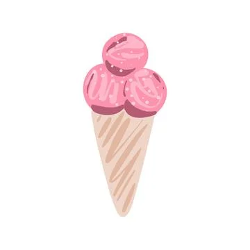 Ice cream in a waffle cone, vector. Stock illustration cartoon. Summer delica Stock Illustration