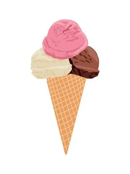 Ice cream in Waffle cone vector illustration. Stock Illustration