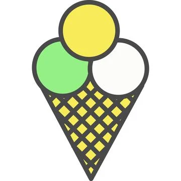 Ice-cream waffle cone vector icon Stock Illustration