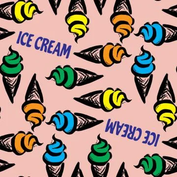 Ice cream  in waffle cup Stock Illustration