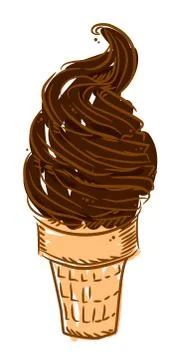 Ice cream in a waffle cup Stock Illustration
