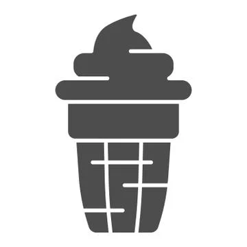 Ice cream in waffle cup solid icon, dessert concept, ice-cream sign on white Stock Illustration