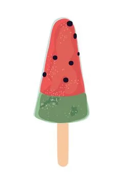 Ice cream Watermelon popsicle vector on white. Stock Illustration