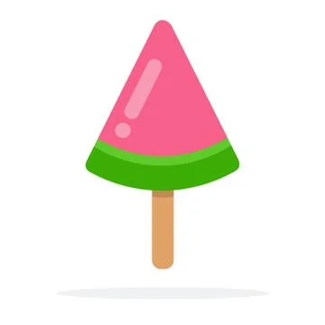 Ice-cream of watermelon on a stick flat isolated Stock Illustration