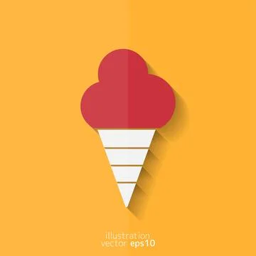 Ice cream web icon. Flat design. Stock Illustration