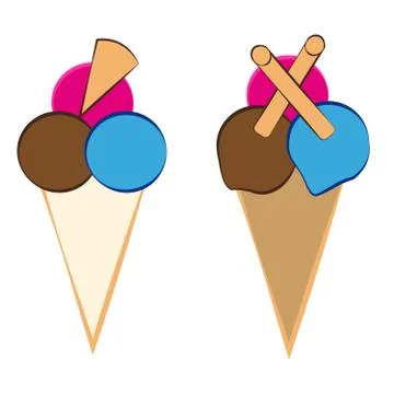 Ice cream on white background Stock Illustration