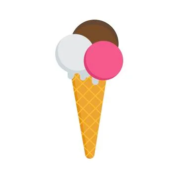 Ice cream on white background. Vector illustration in trendy flat style. EPS 10 Stock Illustration