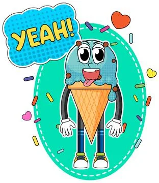 Ice cream word expression comic style Stock Illustration