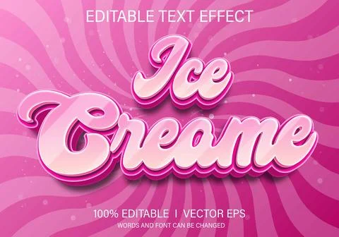 Ice creame vector text effect with modern style design Stock Illustration