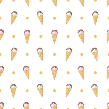 Ice-creams seamless pattern vector on isolated white background Stock Illustration