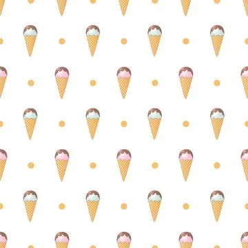 Ice-creams seamless pattern vector on isolated white background Stock Illustration