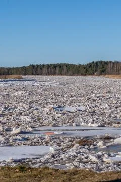 Ice creeper and ice walking river Stock Photos