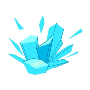 Ice crystal cluster shattering into fragments illustration Stock Illustration