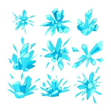 Ice crystal clusters bursting with cold energy blast Stock Illustration