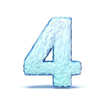 Ice crystal font Number 4 FOUR 3D イラスト素材