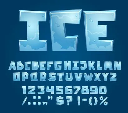 Ice crystal font, typeface, winter type alphabet Stock Illustration