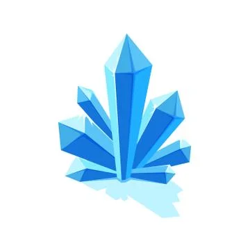 Ice crystal structure isolated in white background. Group of blue crystals Stock Illustration