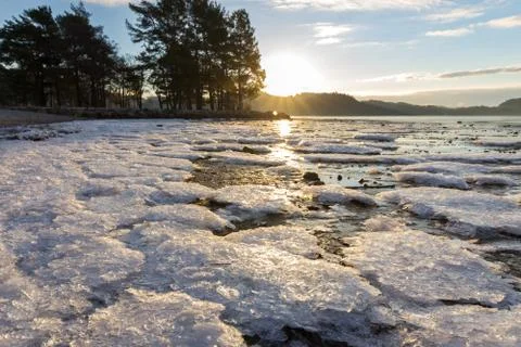 Ice crystals at the beach Stock-Fotos