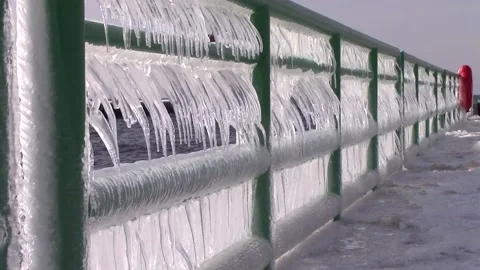 Ice Crystals on Pier 3 Stock Footage 233469832