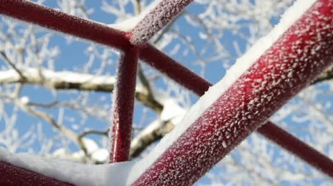 Ice Crystals on Red Bar Stock Footage 10562735