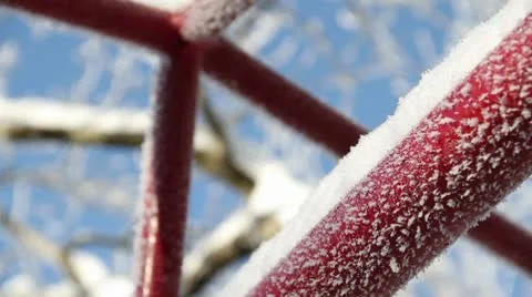 Ice Crystals on Red Bar Stock Footage 10562738
