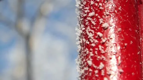 Ice Crystals on Red Bar Stock Footage 10562740