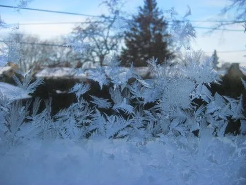 Ice crystals on window Stock Photos