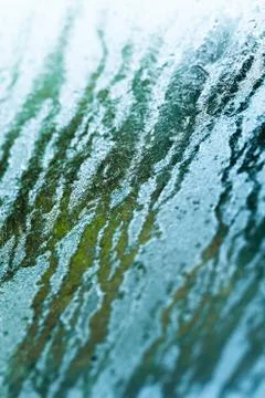 Ice Crystals On The Window Stockfoto's