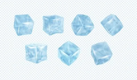 Ice cube. 3d frost block, square water piece for drink, crystal and frosty cool Stock Illustration