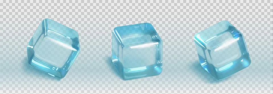 Ice cube 3d realistic set - pieces of frozen water イラスト素材