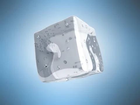 Ice cube 3d render on blue background Stock Illustration