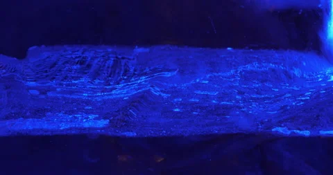 Ice cube with air bubbles illuminated in blue Stock Footage 237189628