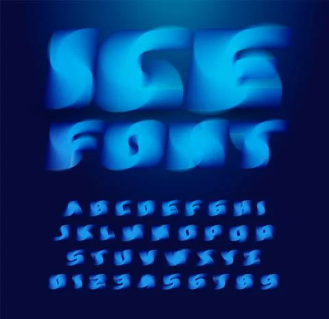 Ice cube alphabet. Abstract 3D stunning font, contemporary type for logo Stock Illustration